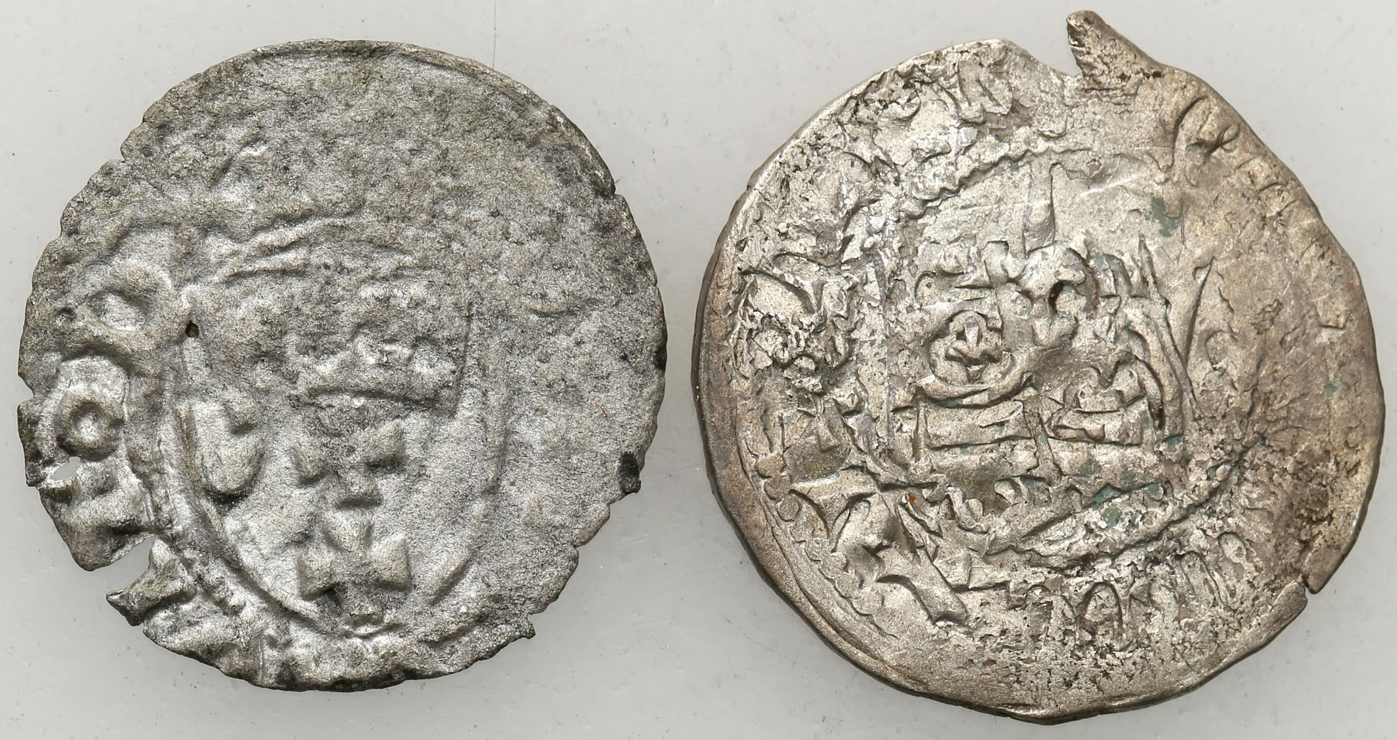 Kazimierz IV Jagiellończyk - szeląg, Gdańsk / Władysław Jagiełło - półgrosz, Kraków, zestaw 2 monet